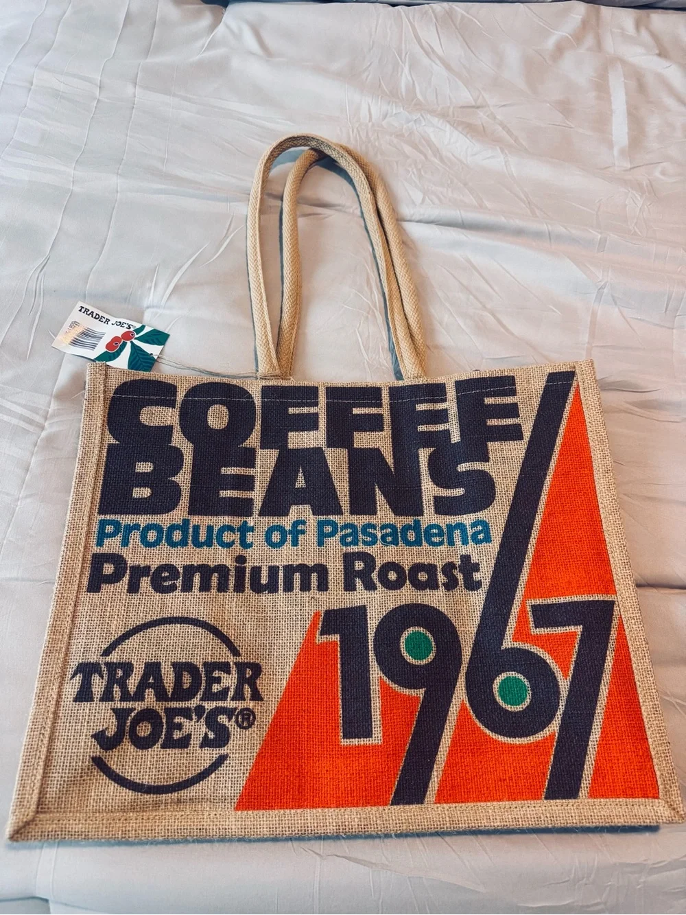 Trader Joe’s 1967 Coffee Beans Pasadena Jute Tote Bag